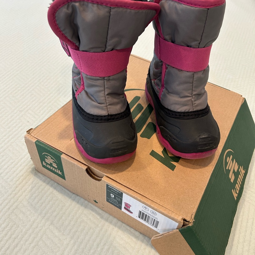 Kamik Toddler Snowbug 5 Gray and Pink snow Boots
